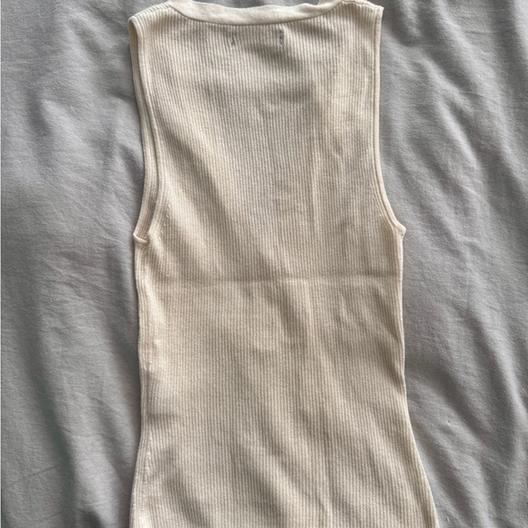 NAADAM Buttoned Ribbed Tank Top - Off-White - Picture 2 of 3